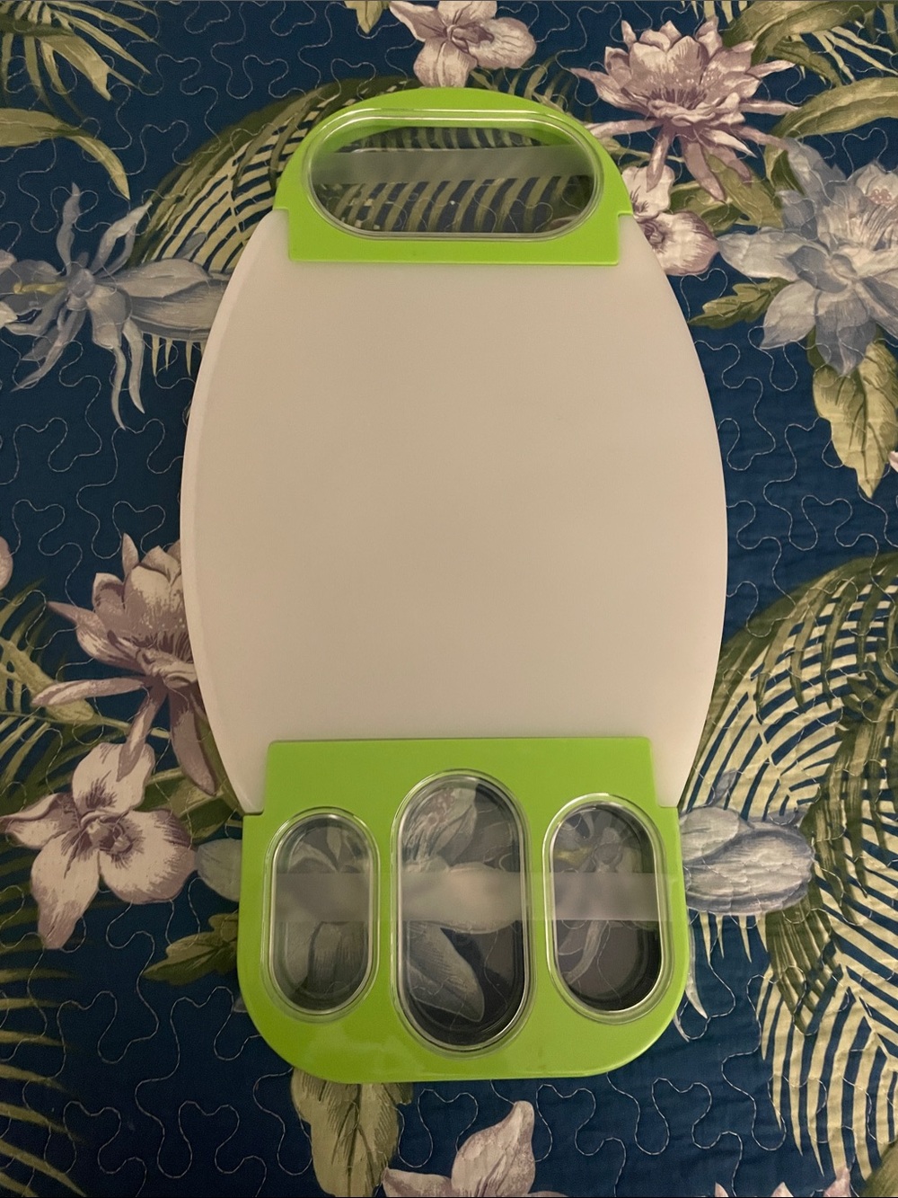 Green & White Multi-Compartment Cutting Board with Built-In Containers
